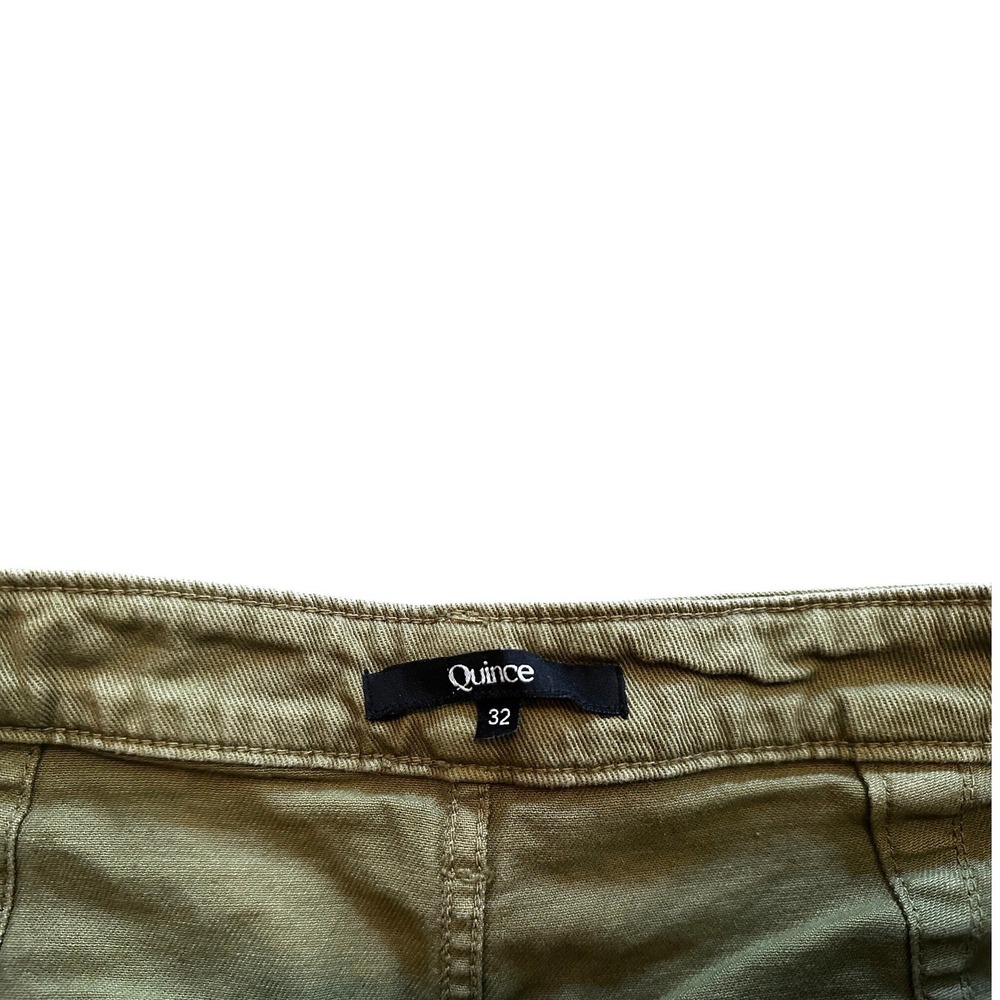 Quince Olive Green High Waisted Wide Leg Cropped Chino Pants Women's 32 - Picture 4 of 4